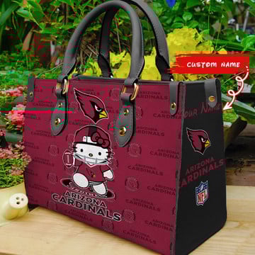 Arizona Cardinals Kitty Custom Name 2025 Women Leather Handbag
