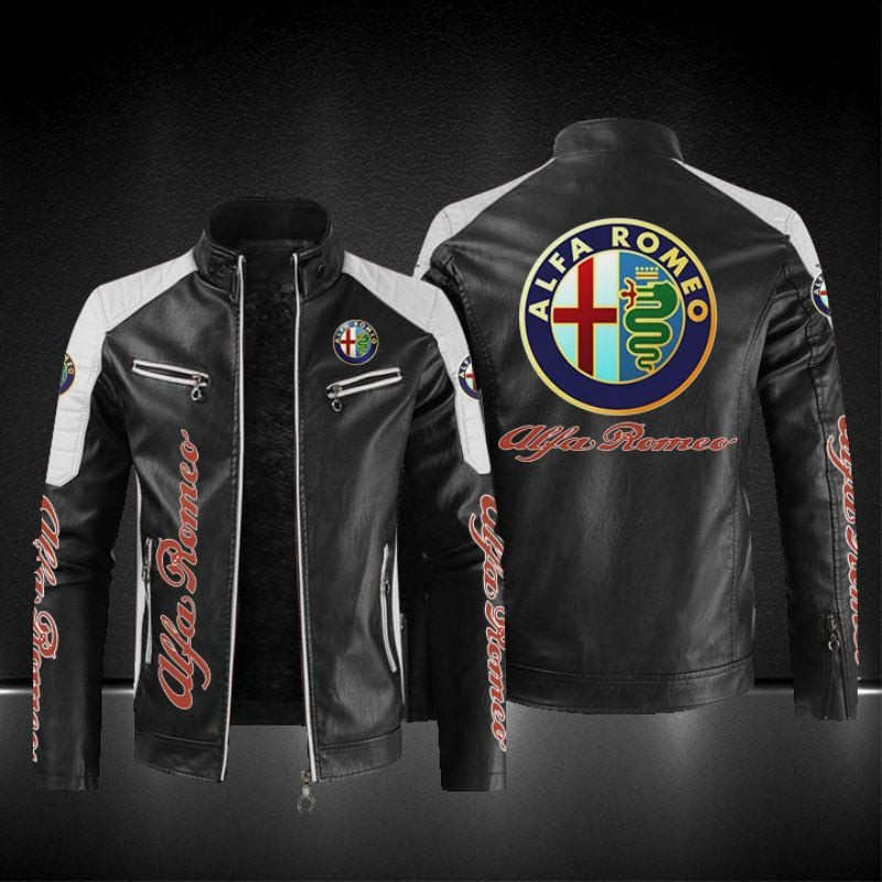 Alfa Romeo Automobiles Car Classic Design Block Leather Jacket