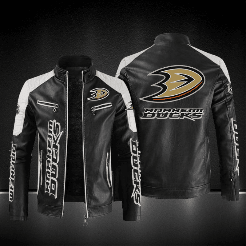Anaheim Ducks Block Leather Jacket
