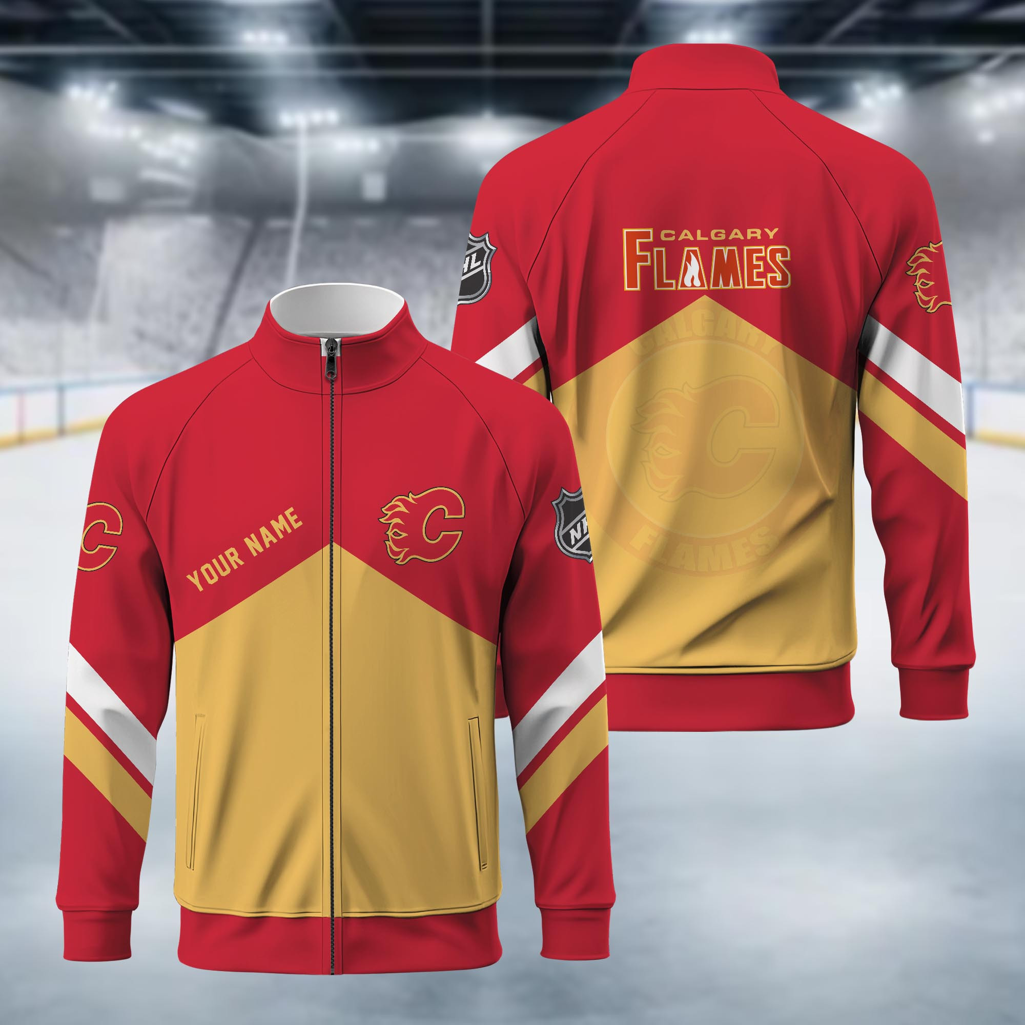 Calgary Flames Standing Neck Zipper Jacket