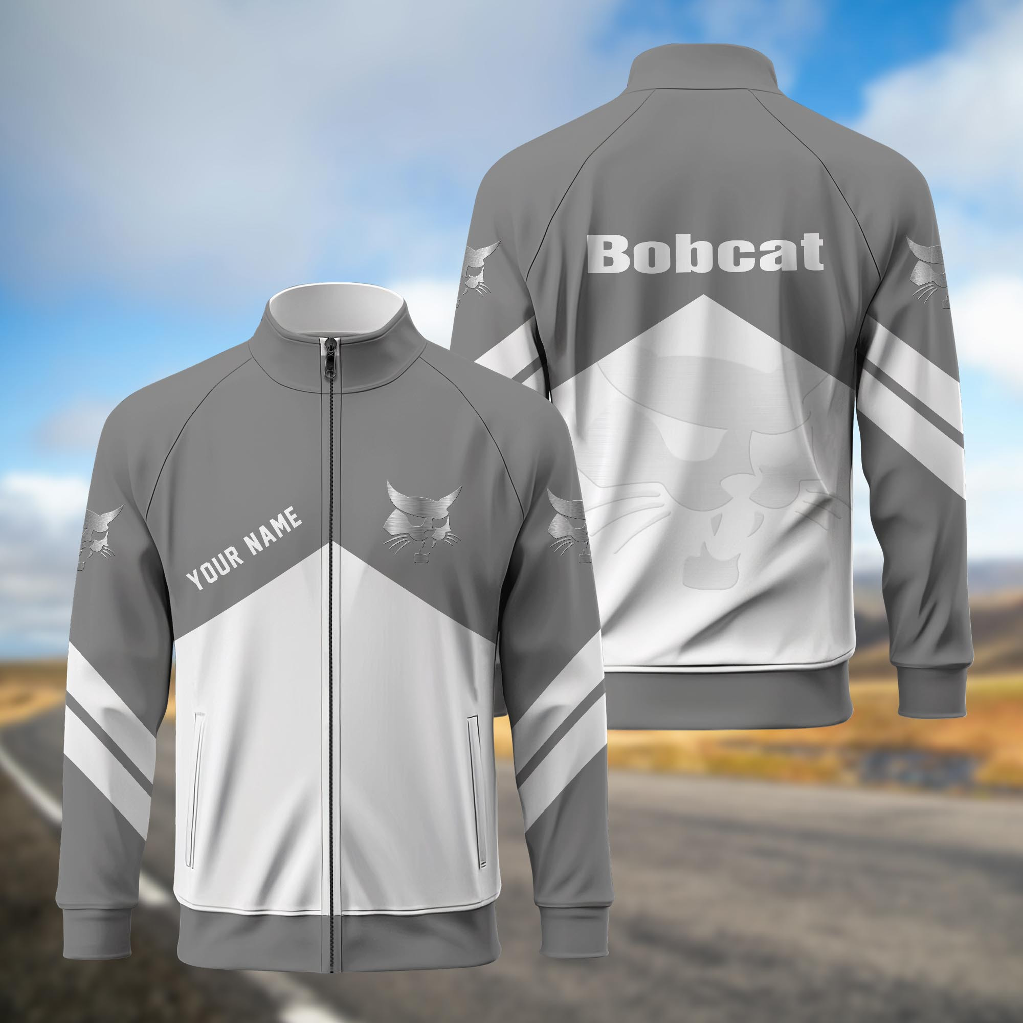 Bobcat Standing Neck Zipper Jacket