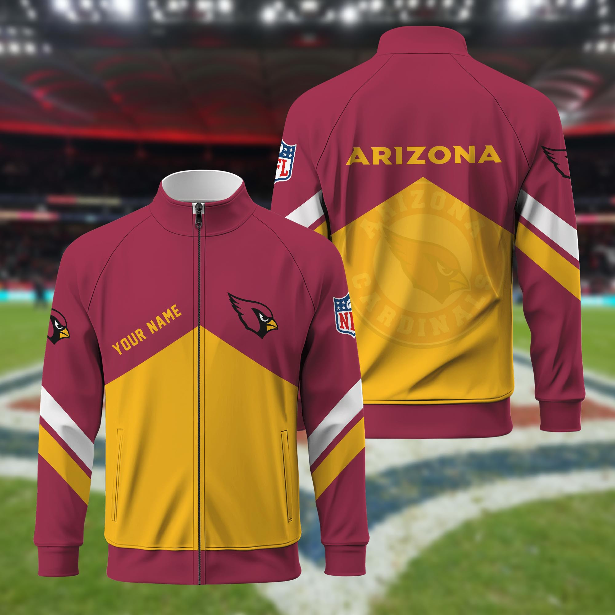 Arizona Cardinals Custom Standing Neck Zipper Jacket