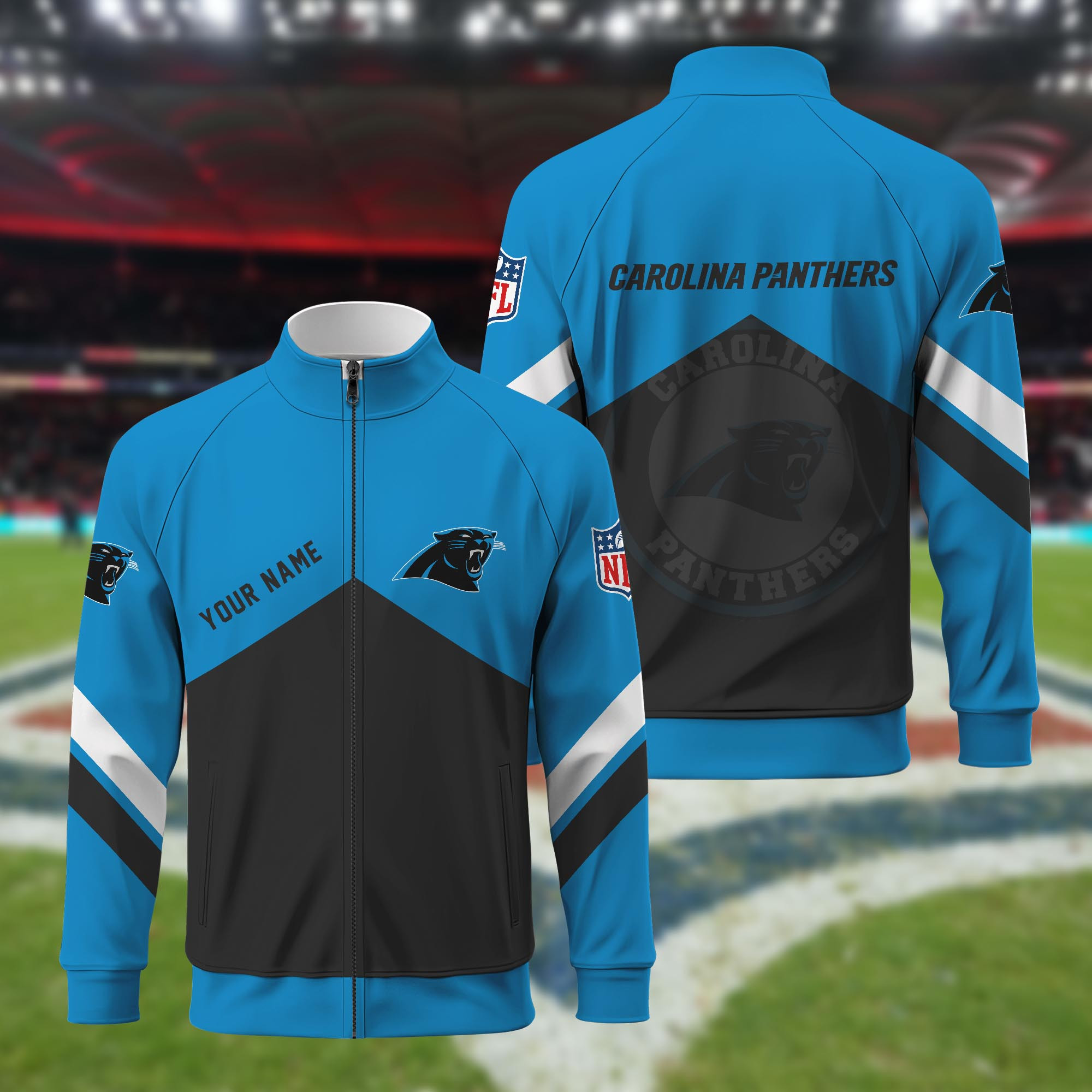 Carolina Panthers Custom Standing Neck Zipper Jacket