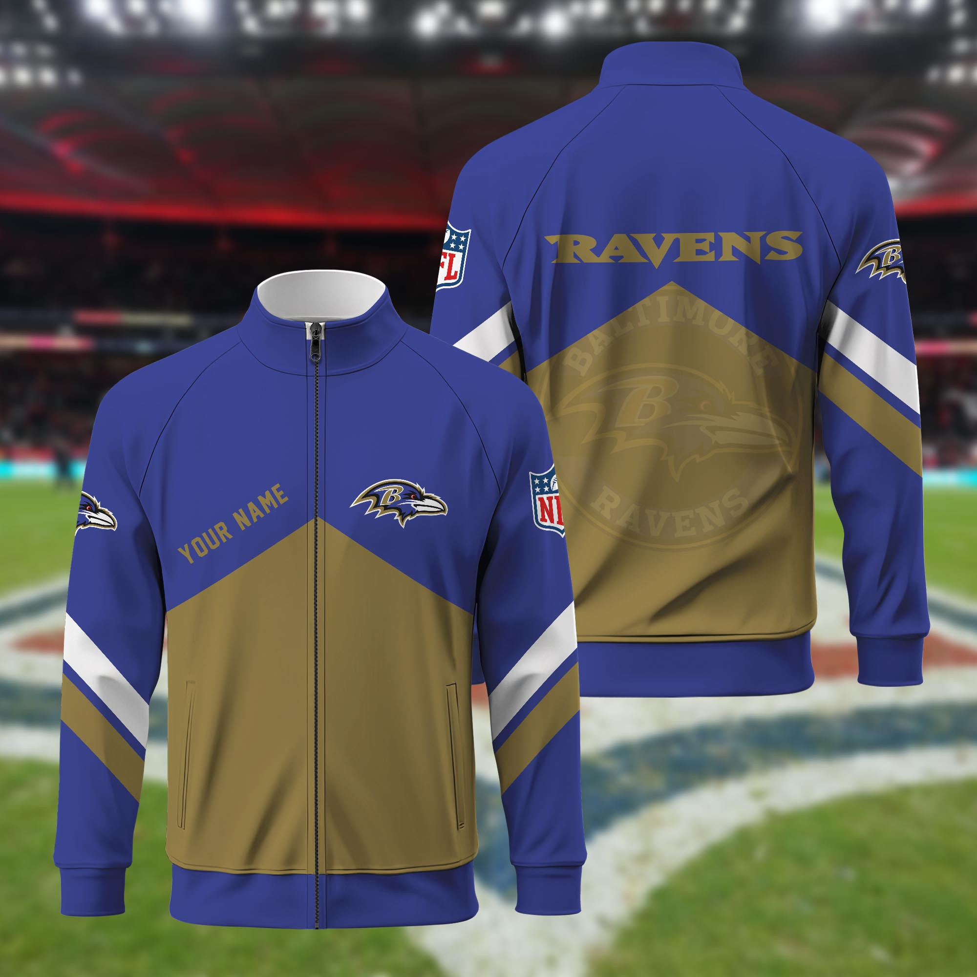Baltimore Ravens Custom Standing Neck Zipper Jacket