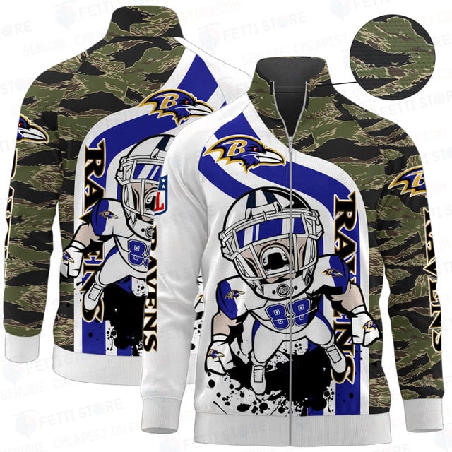 Baltimore Ravens Camo Pattern AOP Stand Collar Zipper jacket