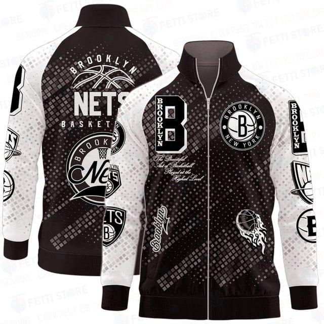 Brooklyn Nets National Basketball Association Stand Collar Zipper jacket