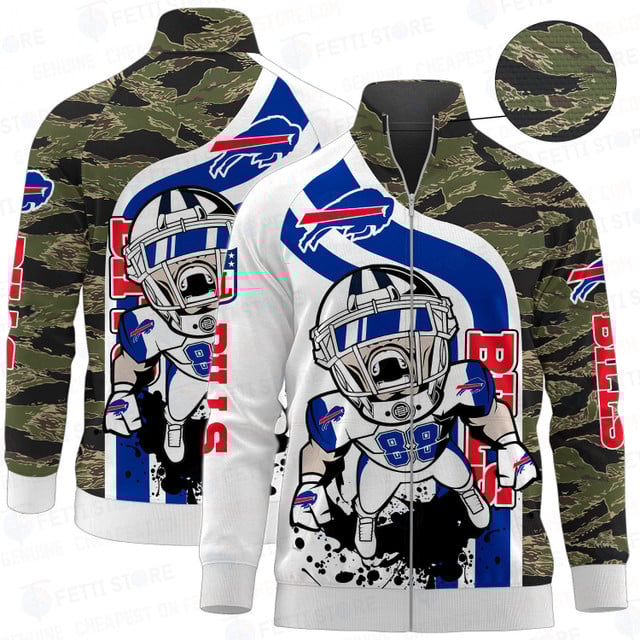 Buffalo Bills Camo Pattern AOP Stand Collar Zipper jacket