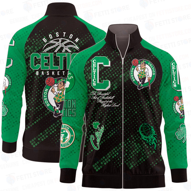 Boston Celtics National Basketball Association Stand Collar Zipper jacket