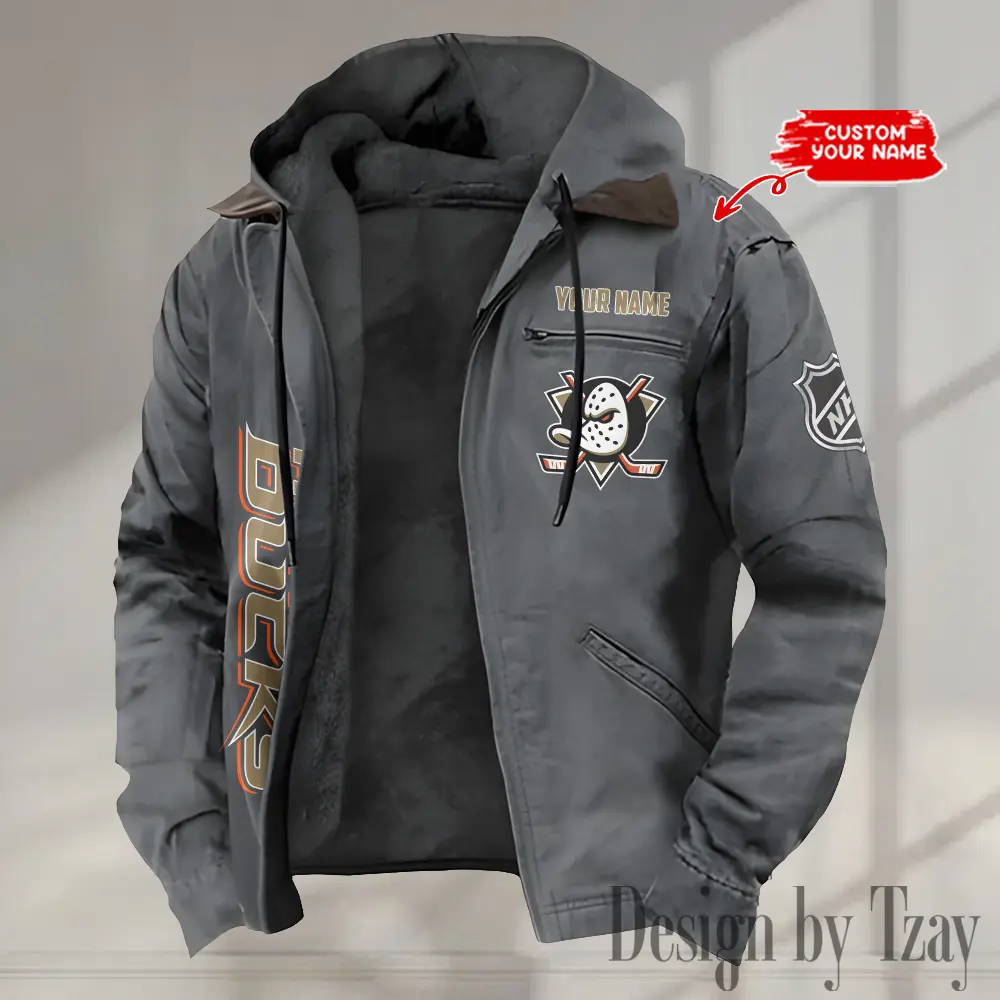 Anaheim Ducks Men Casual Padded Jacket Hooded