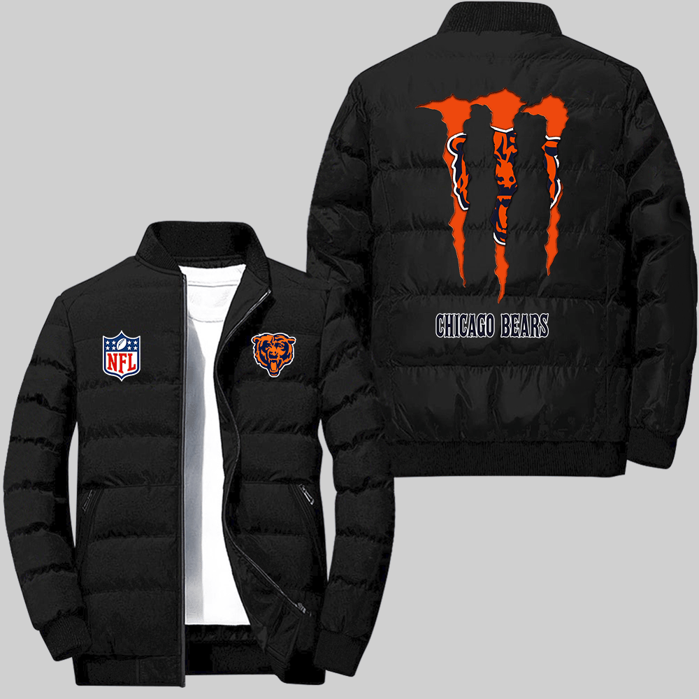 Chicago Bears NFL Team Logo Black Collar Down Jacket