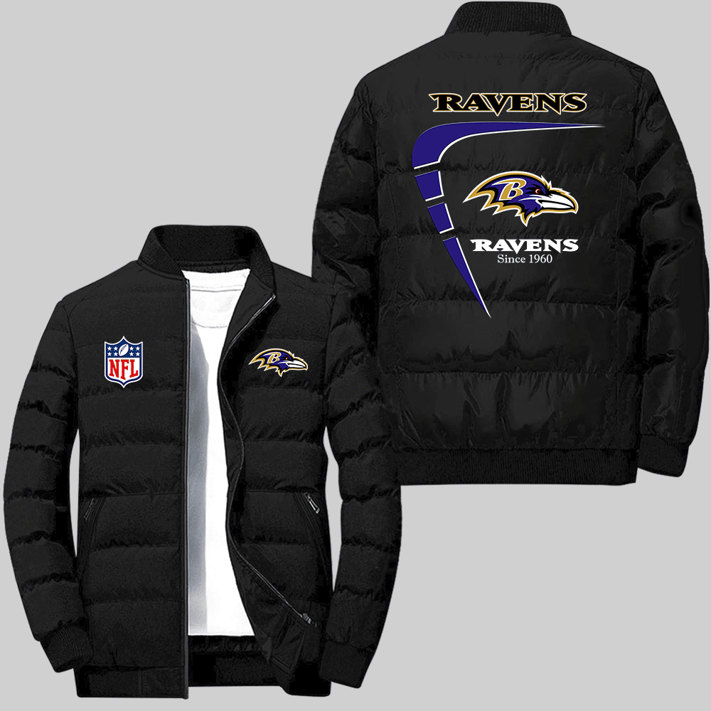 Baltimore Ravens NFL Amazing Year Boomerang Lining Pattern Black 2D Collar Down Jacket