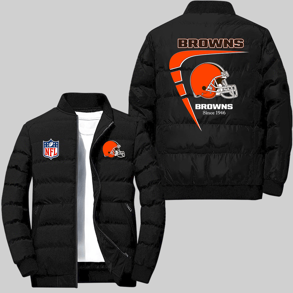 Cleveland Browns NFL Amazing Year Boomerang Lining Pattern Black 2D Collar Down Jacket
