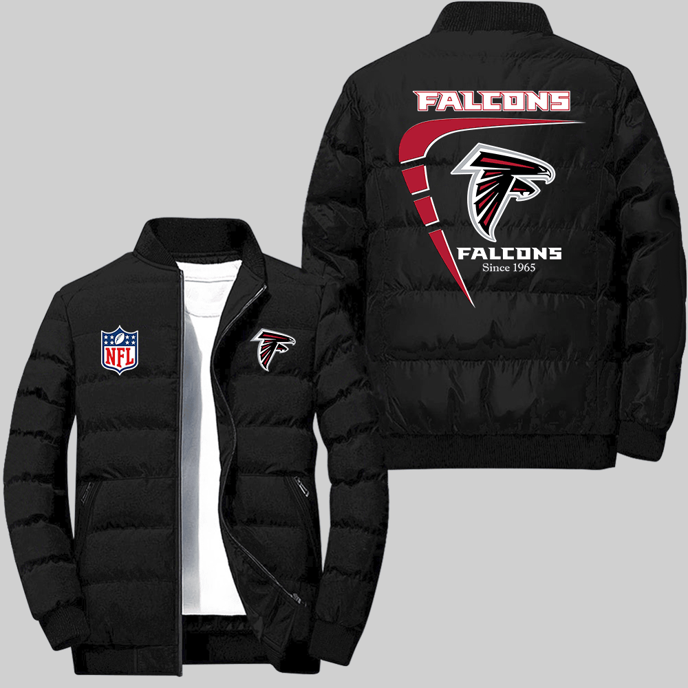 Atlanta Falcons NFL Amazing Year Boomerang Lining Pattern Black 2D Collar Down Jacket