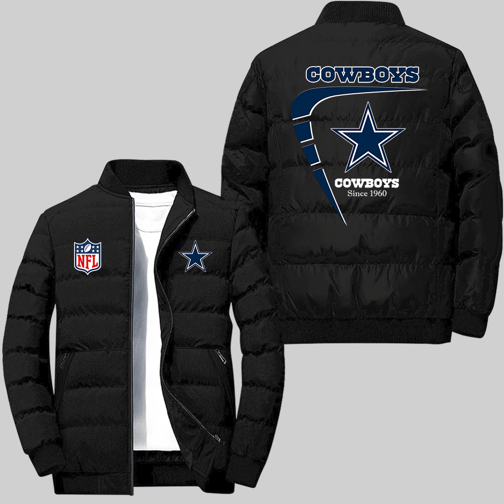 Dallas Cowboys NFL Amazing Year Boomerang Lining Pattern Black 2D Collar Down Jacket