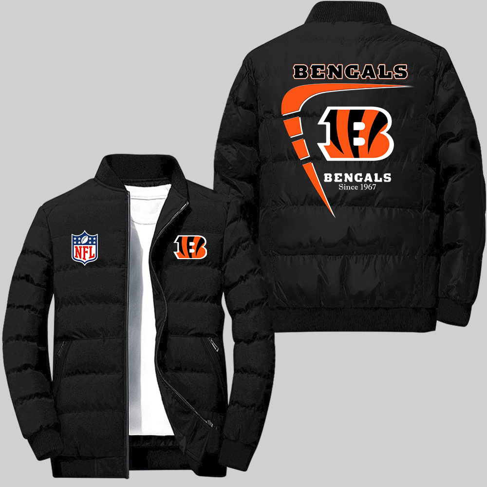 Cincinnati Bengals NFL Amazing Year Boomerang Lining Pattern Black 2D Collar Down Jacket
