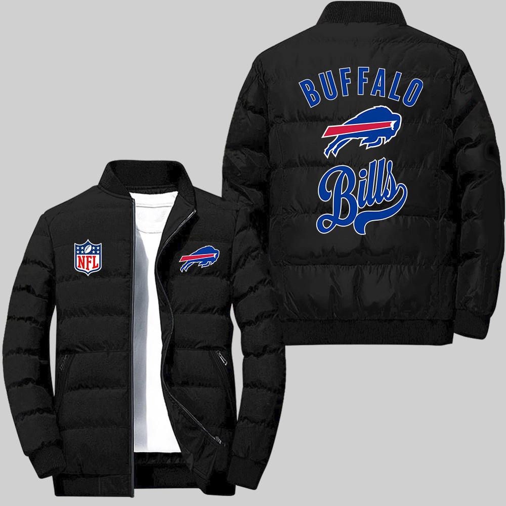 Buffalo Bills NFL Team Logo Football Vintage Pattern Black 2D Collar Down Jacket