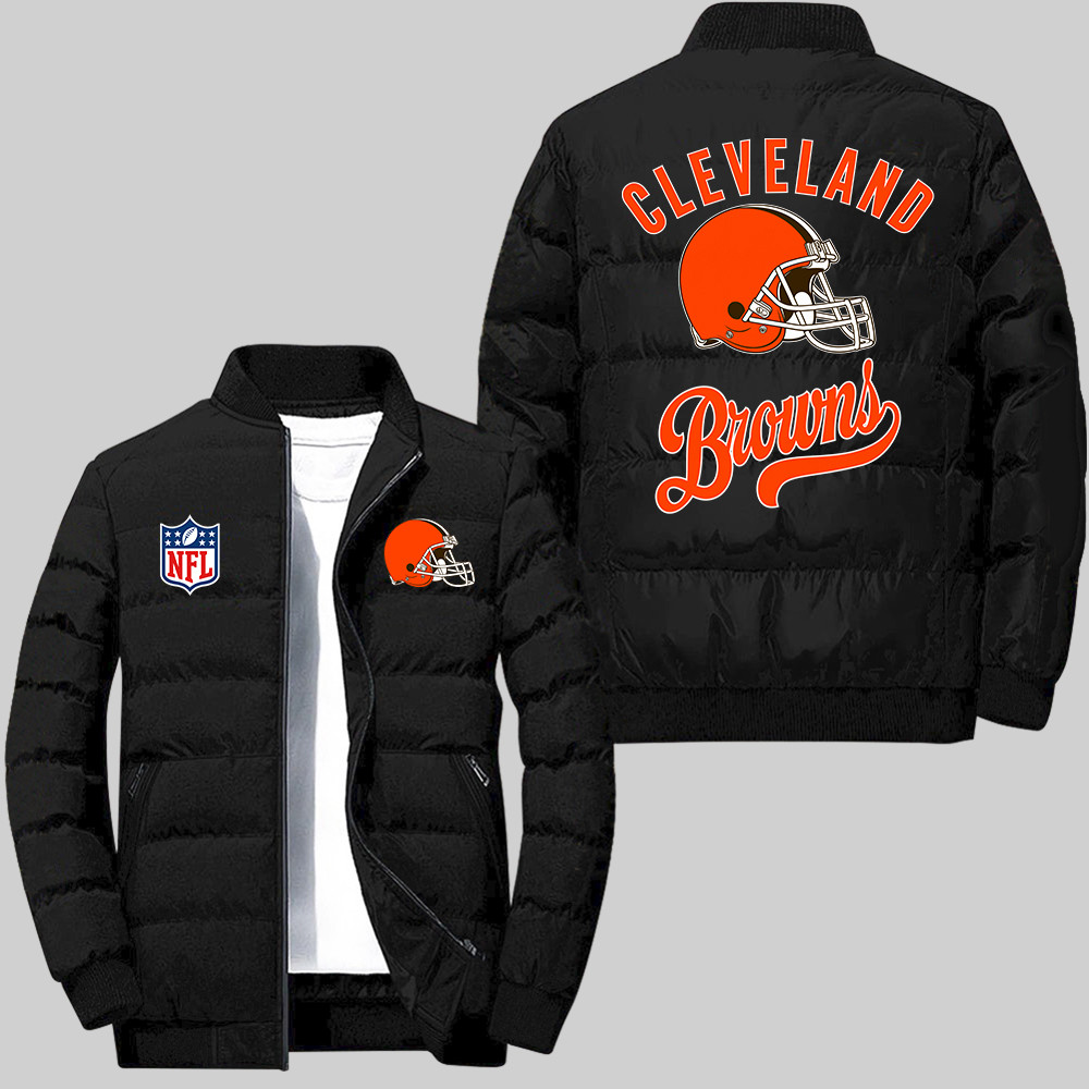 Cleveland Browns NFL Team Logo Football Vintage Pattern Black 2D Collar Down Jacket