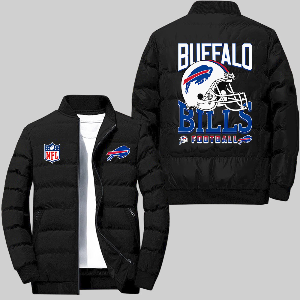 Buffalo Bills Team Football Helmet Pattern Black 2D Collar Down Jacket
