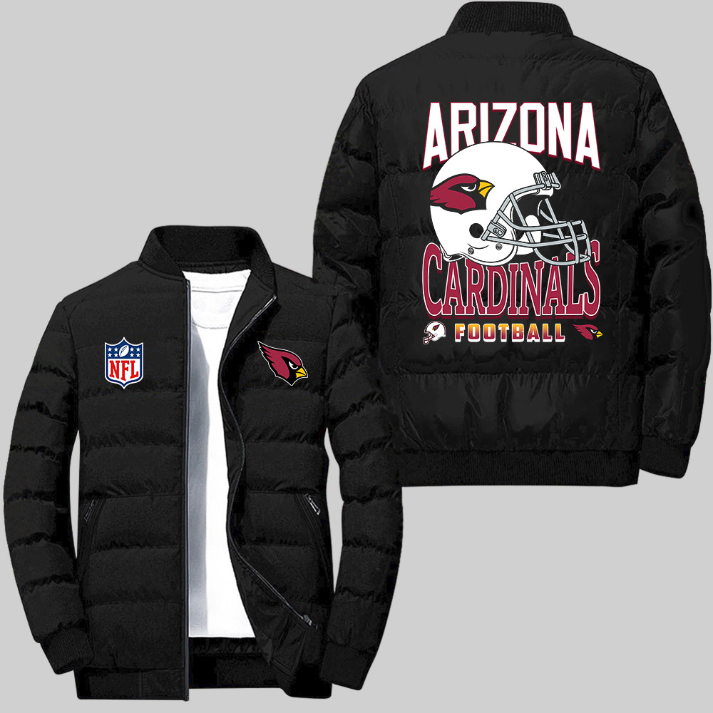 Arizona Cardinals Team Football Helmet Pattern Black 2D Collar Down Jacket