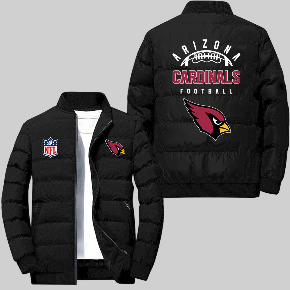 Arizona Cardinals Team Football Pattern Black 2D Collar Down Jacket