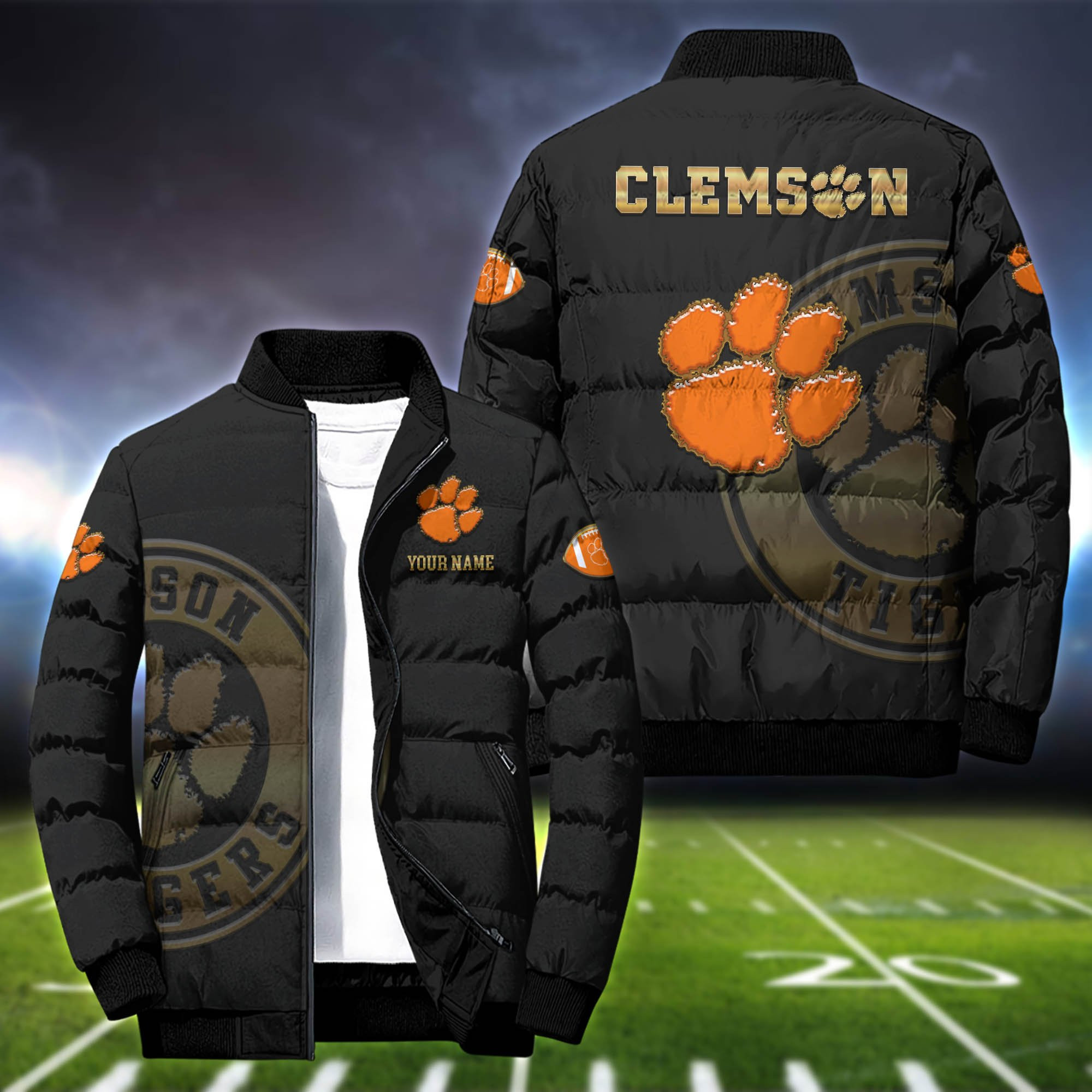 Clemson Tigers Sport Personalized Outdoor Coat Collar Down Jacket