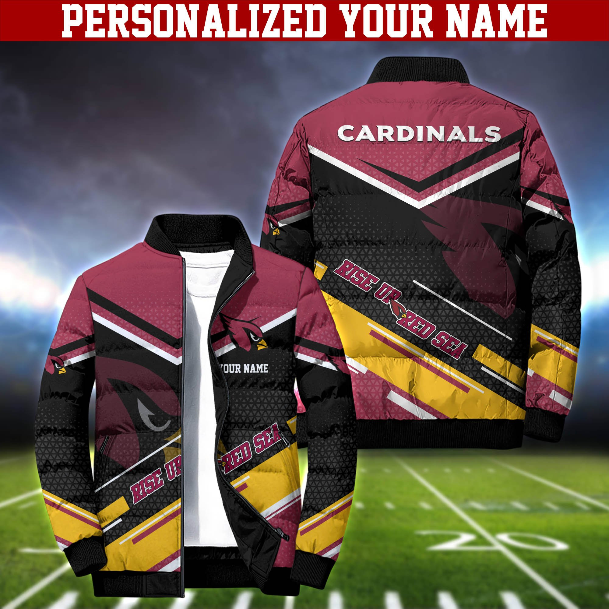 Arizona Cardinals Personalized Outdoor Coat Collar Down Jacket