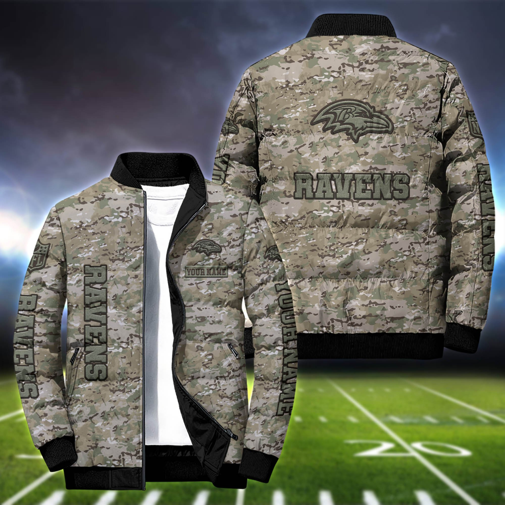 Baltimore Ravens Personalized Outdoor Coat Collar Down Jacket