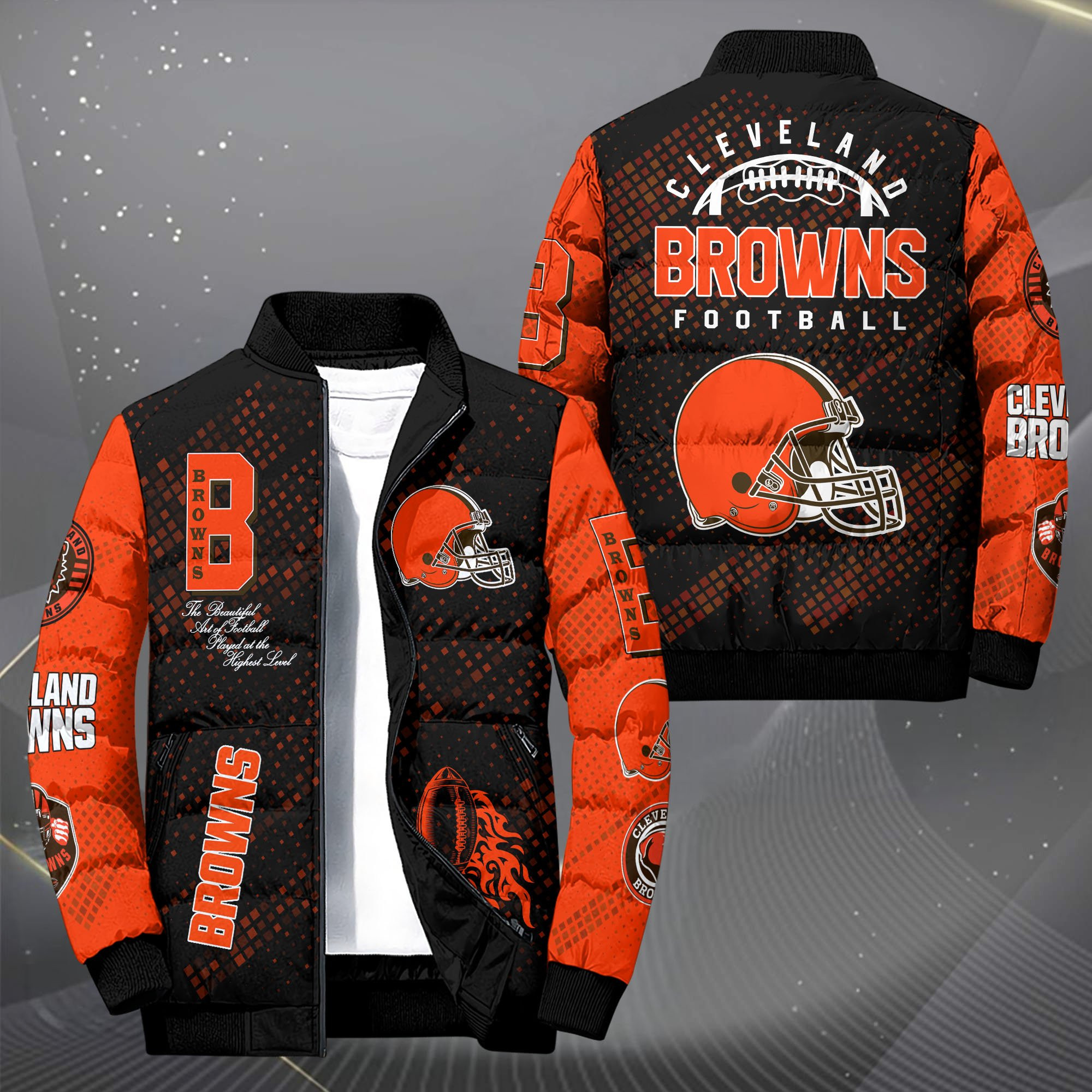 Cleveland Browns Personalized Outdoor Coat Collar Down Jacket