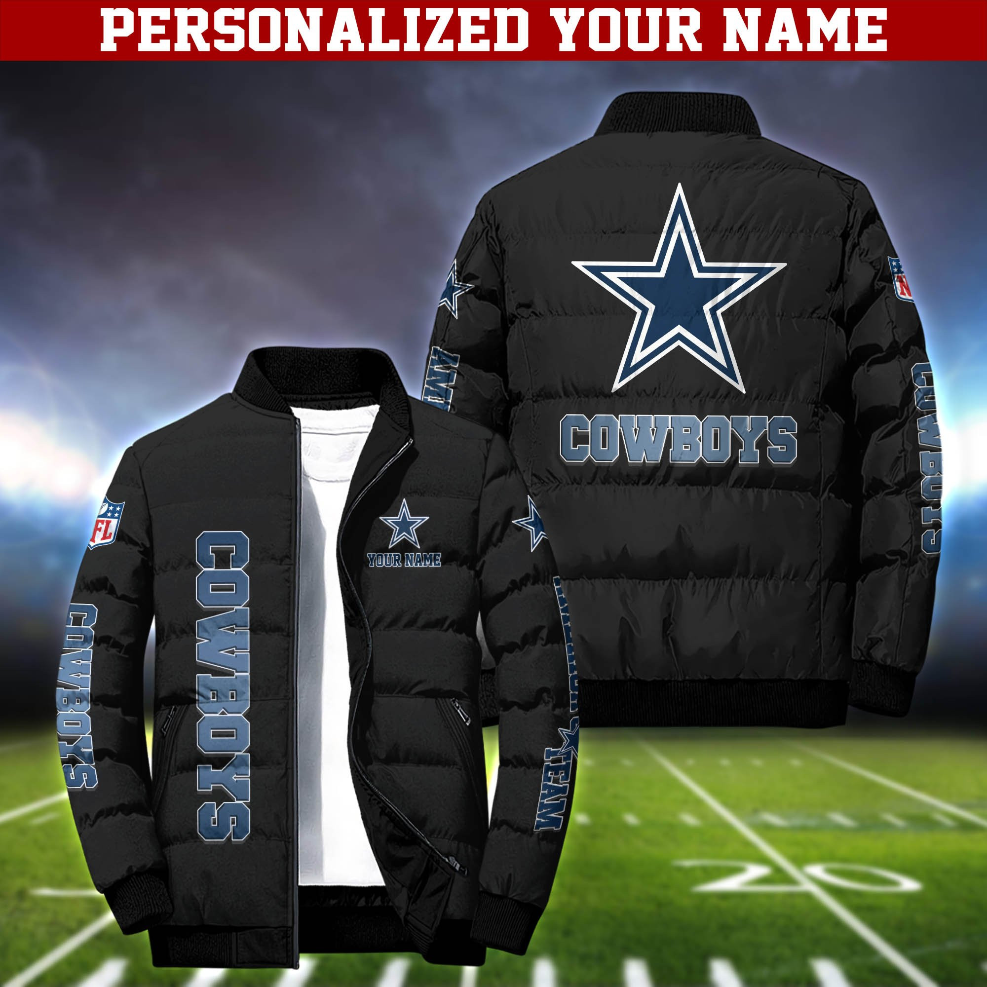 Dallas Cowboys Personalized Outdoor Coat Collar Down Jacket