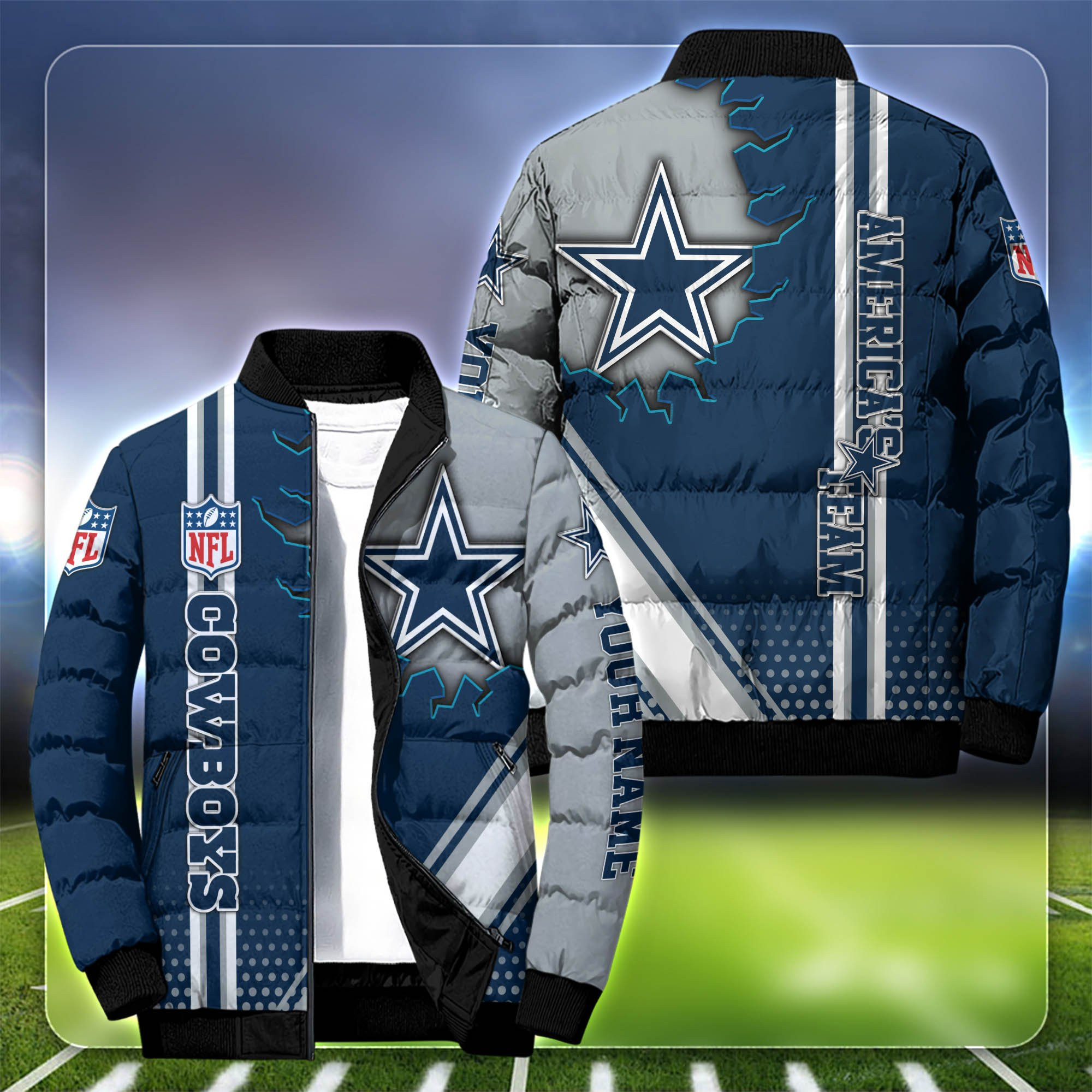 Dallas Cowboys Personalized Outdoor Coat Collar Down Jacket