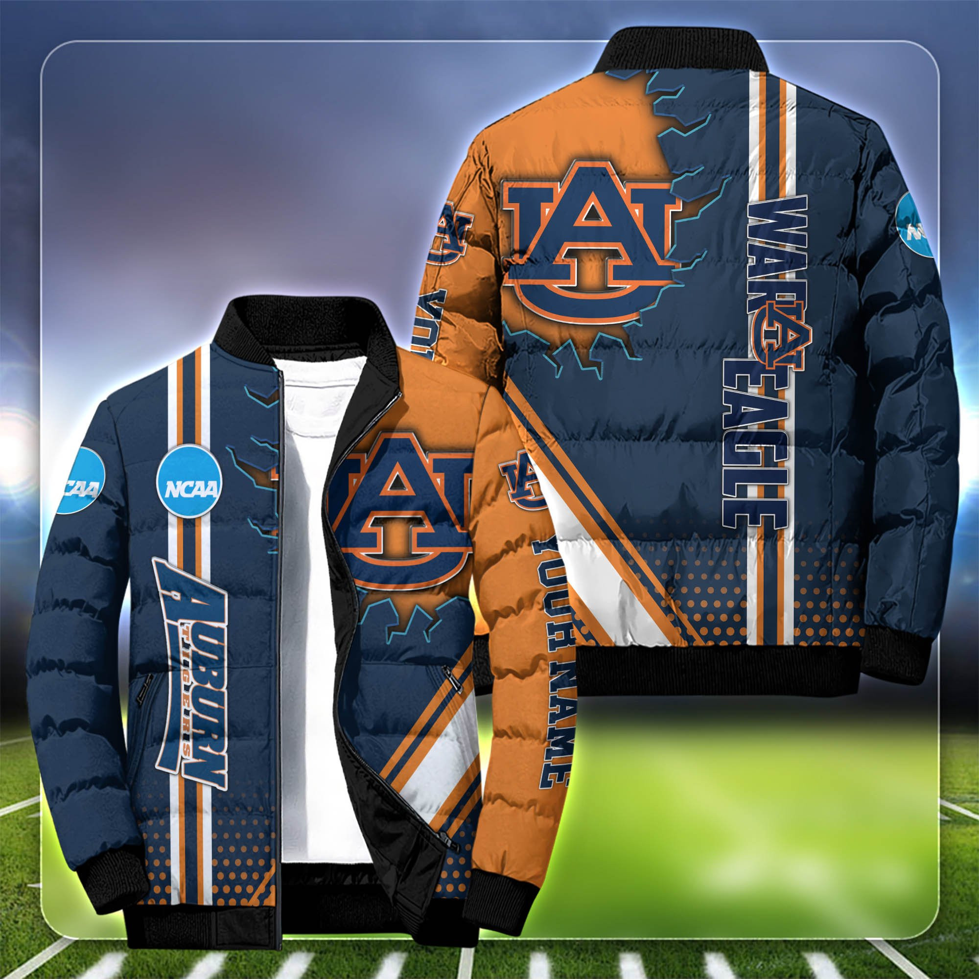 Auburn Tigers Personalized Outdoor Coat Collar Down Jacket