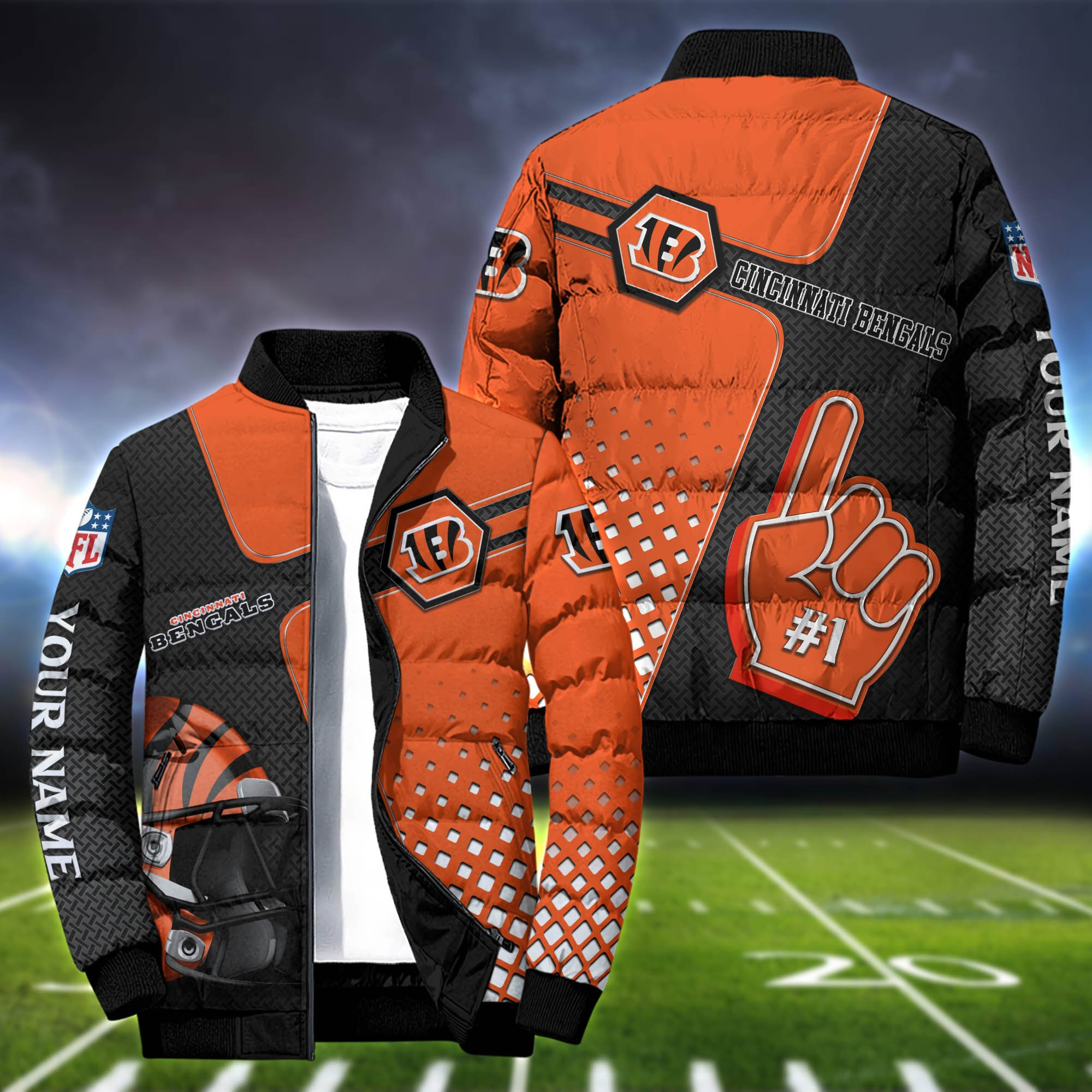 Cincinnati Bengals Personalized Outdoot Coat Collar Down Jacket