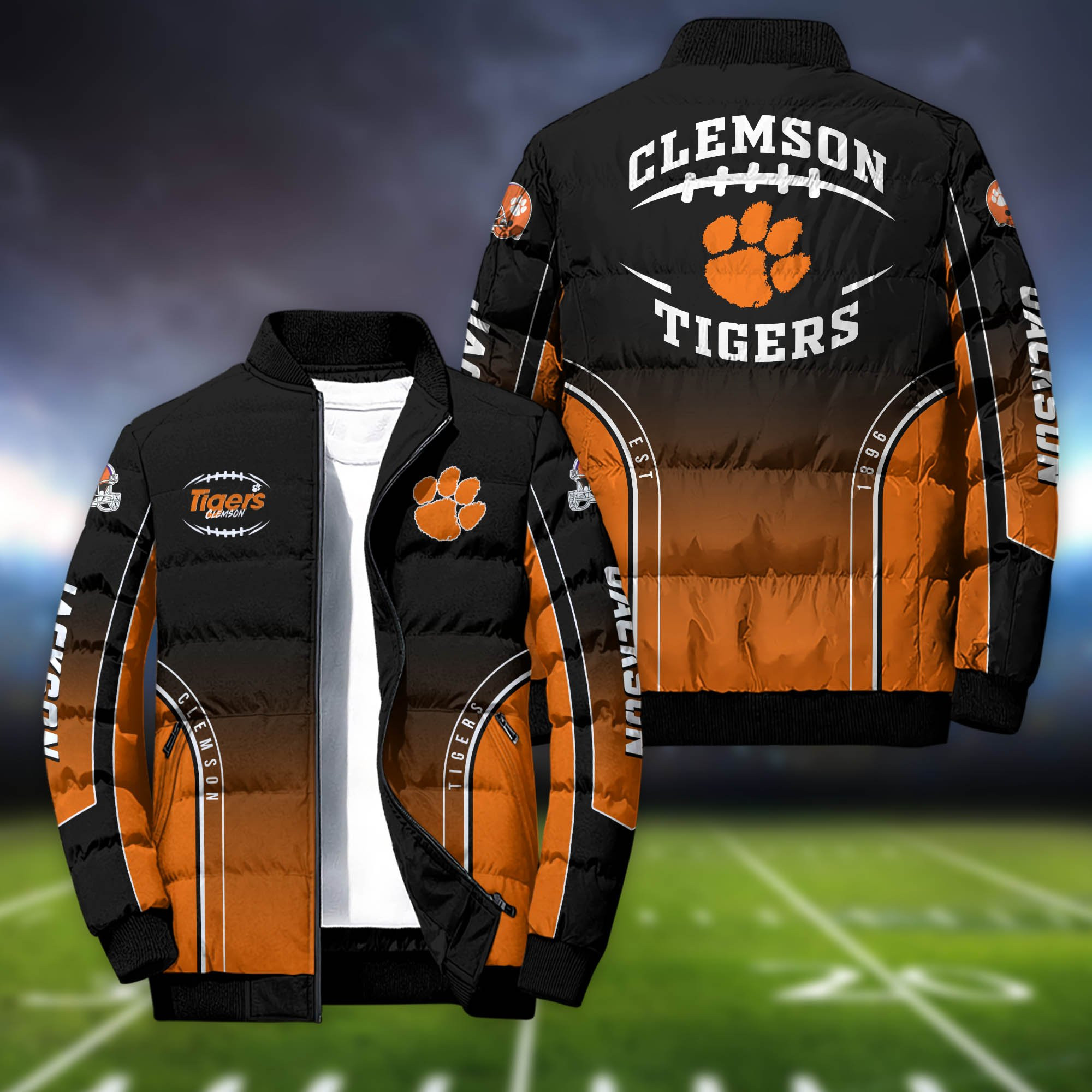 Clemson Tigers Personalized Outdoor Coat Collar Down Jacket