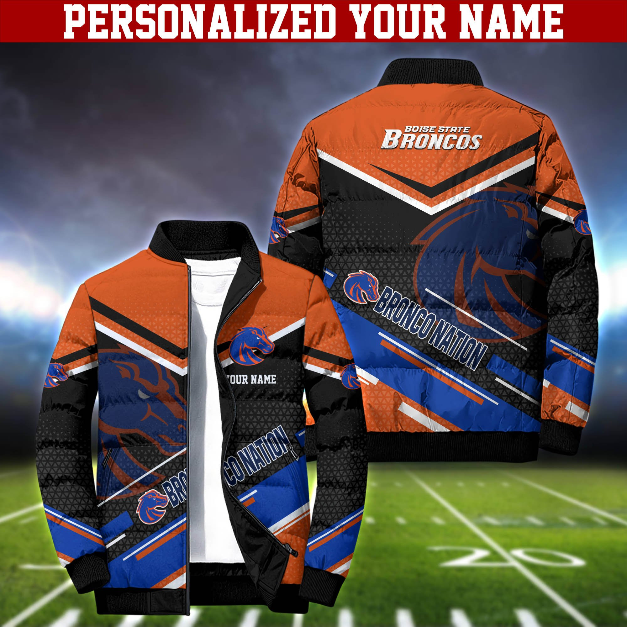 Boise State Broncos Personalized Outdoor Coat Collar Down Jacket