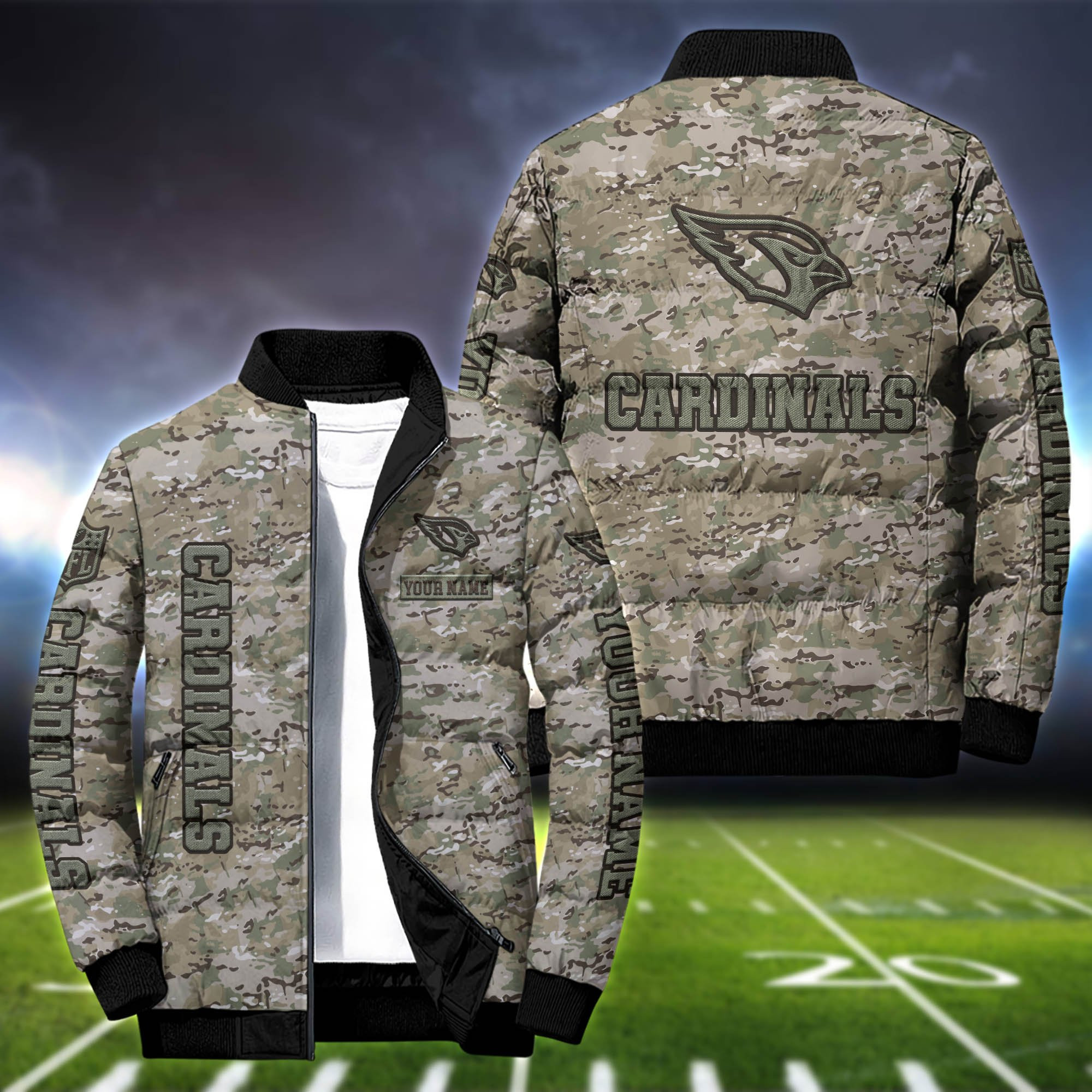 Arizona Cardinals Personalized Outdoor Coat Collar Down Jacket