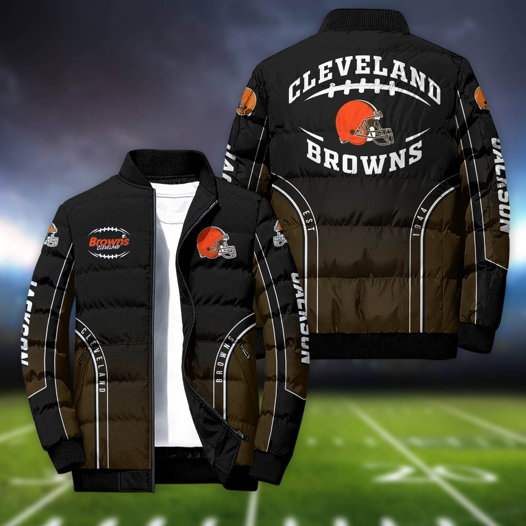Cleveland Browns Personalized Outdoor Coat Collar Down Jacket
