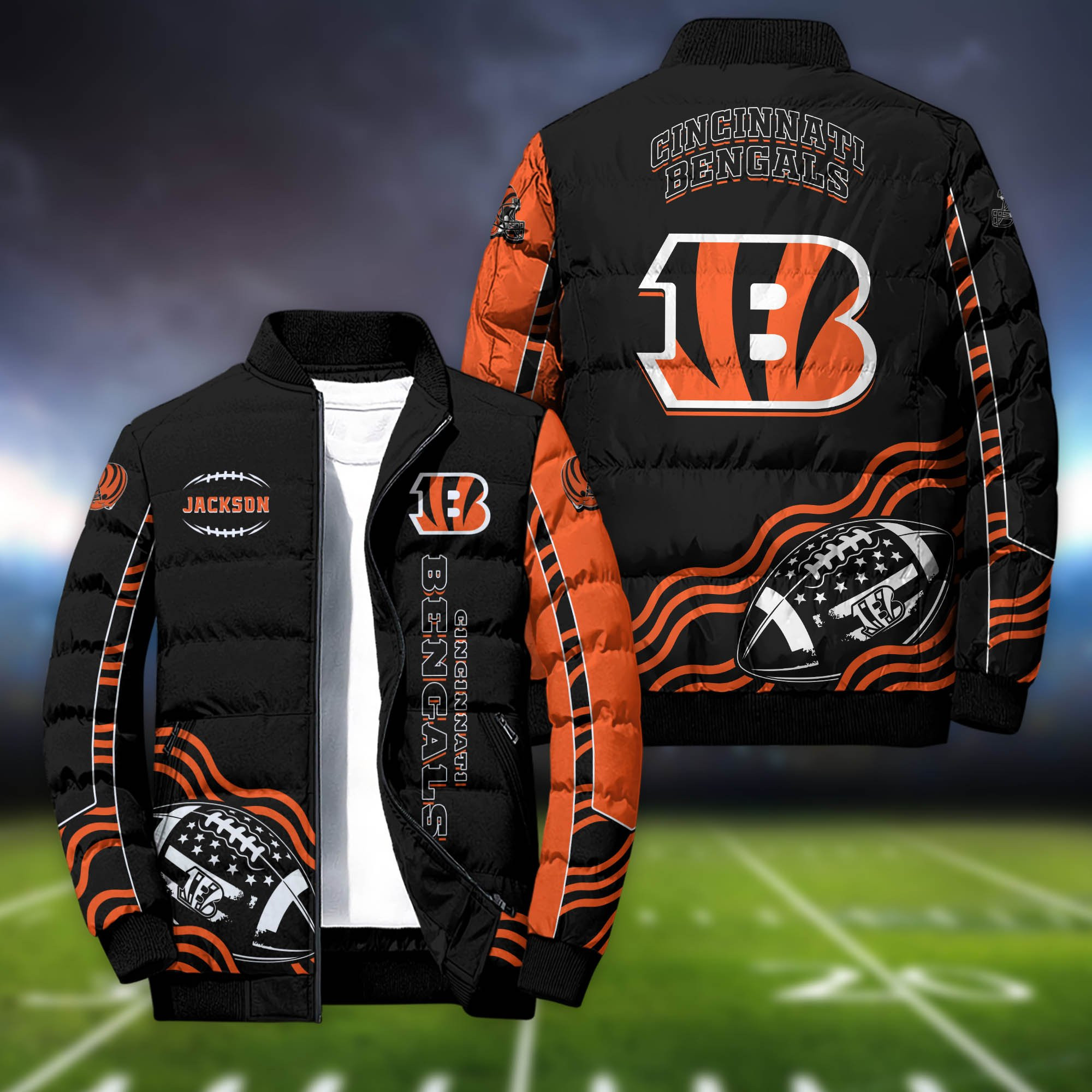 Cincinnati Bengals Personalized Outdoor Coat Collar Down Jacket