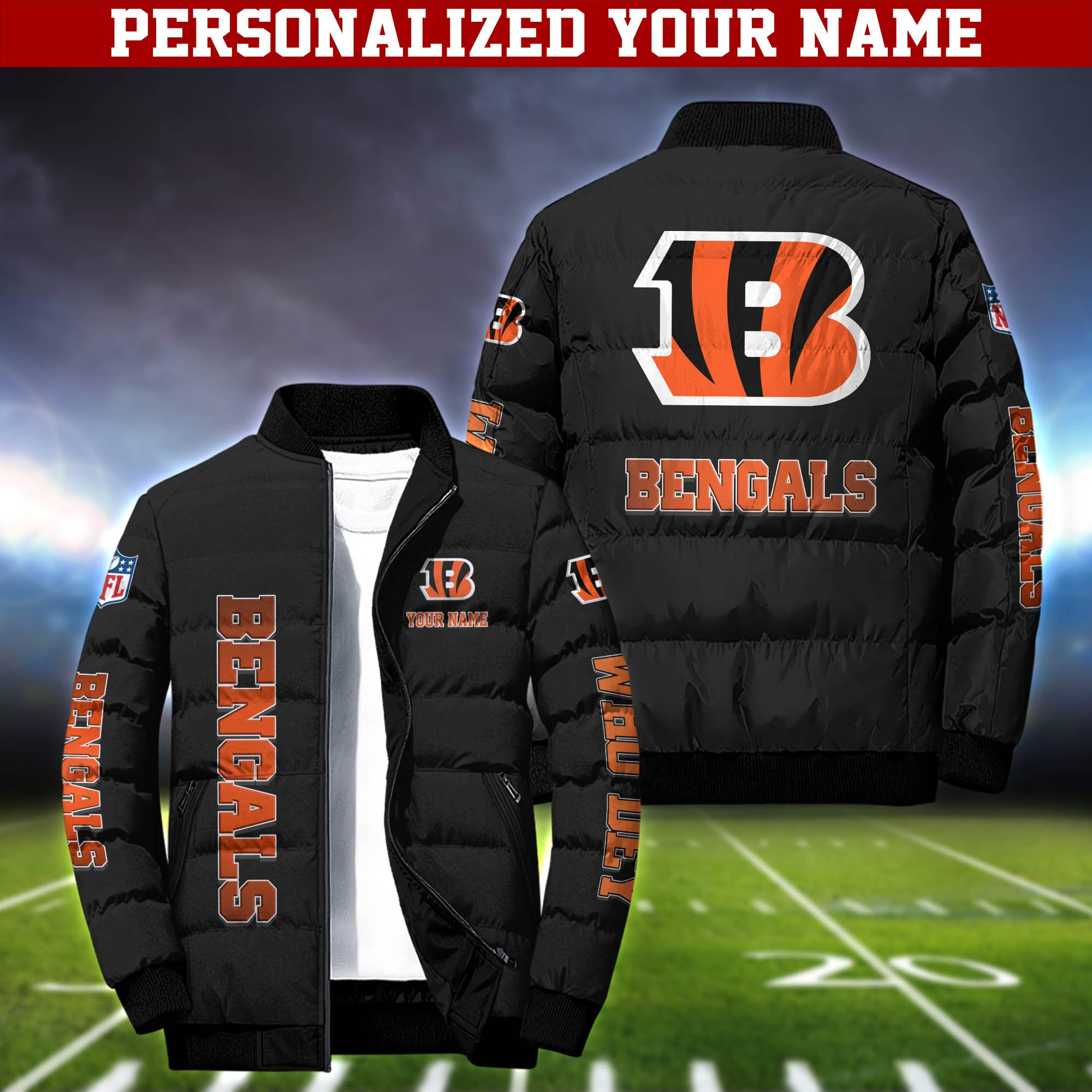 Cincinnati Bengals Personalized Outdoor Coat Collar Down Jacket