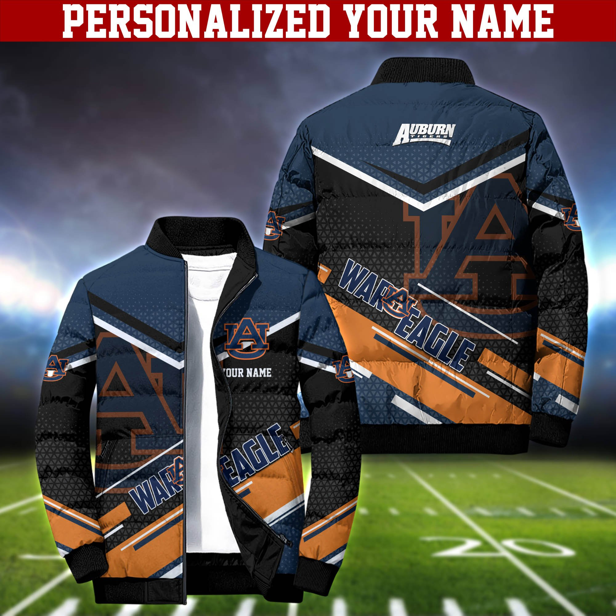 Auburn Tigers Personalized Outdoor Coat Collar Down Jacket