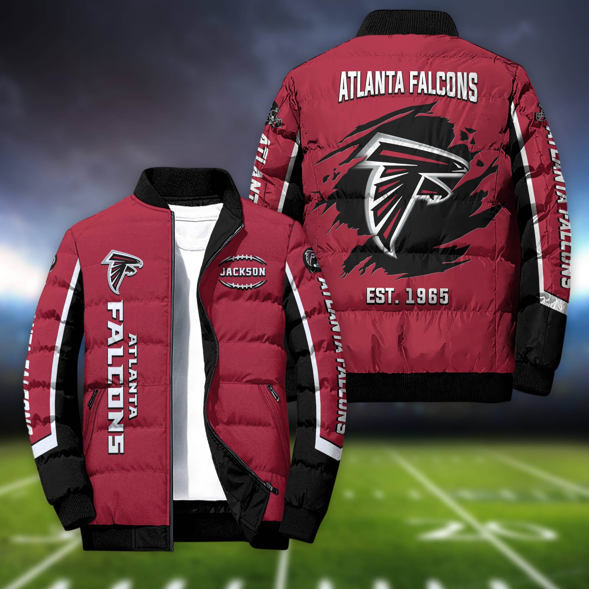 Atlanta Falcons Personalized Outdoor Coat Collar Down Jacket