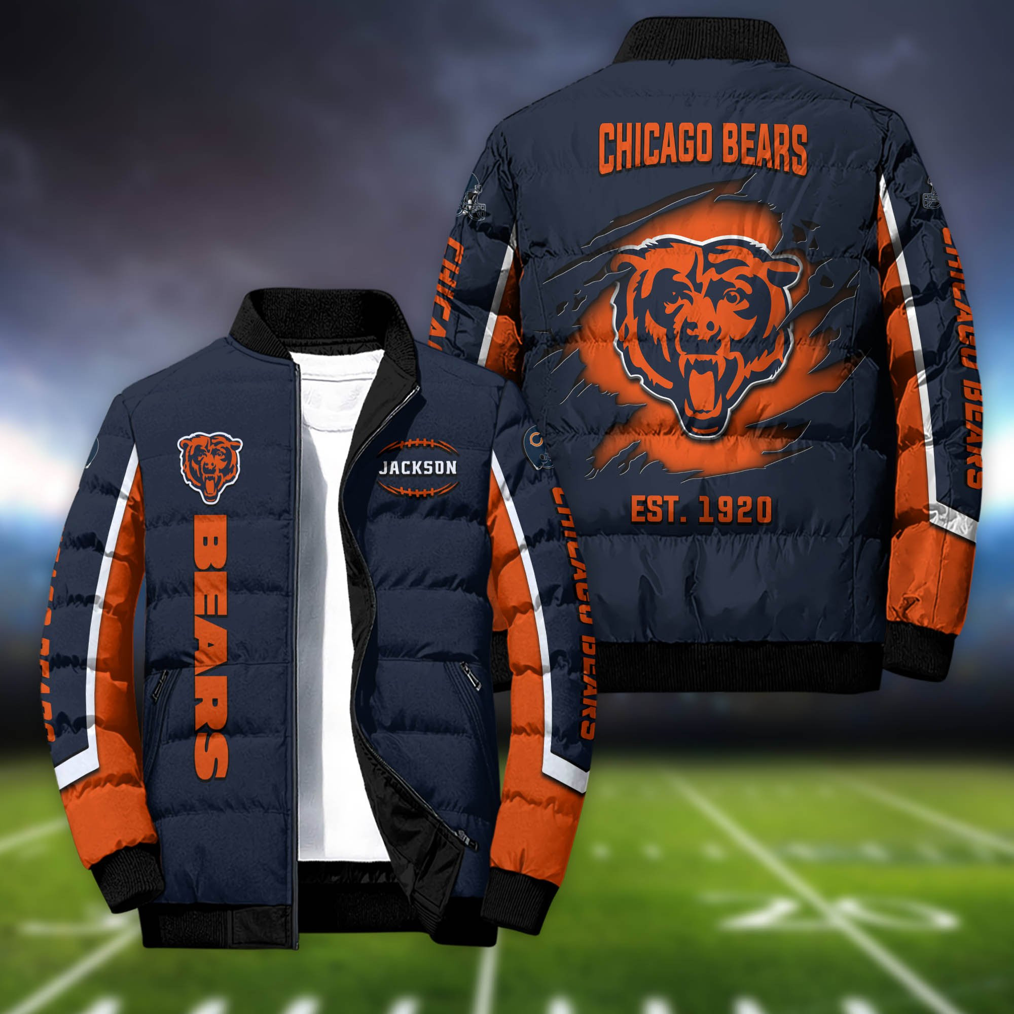 Chicago Bears Personalized Outdoor Coat Collar Down Jacket