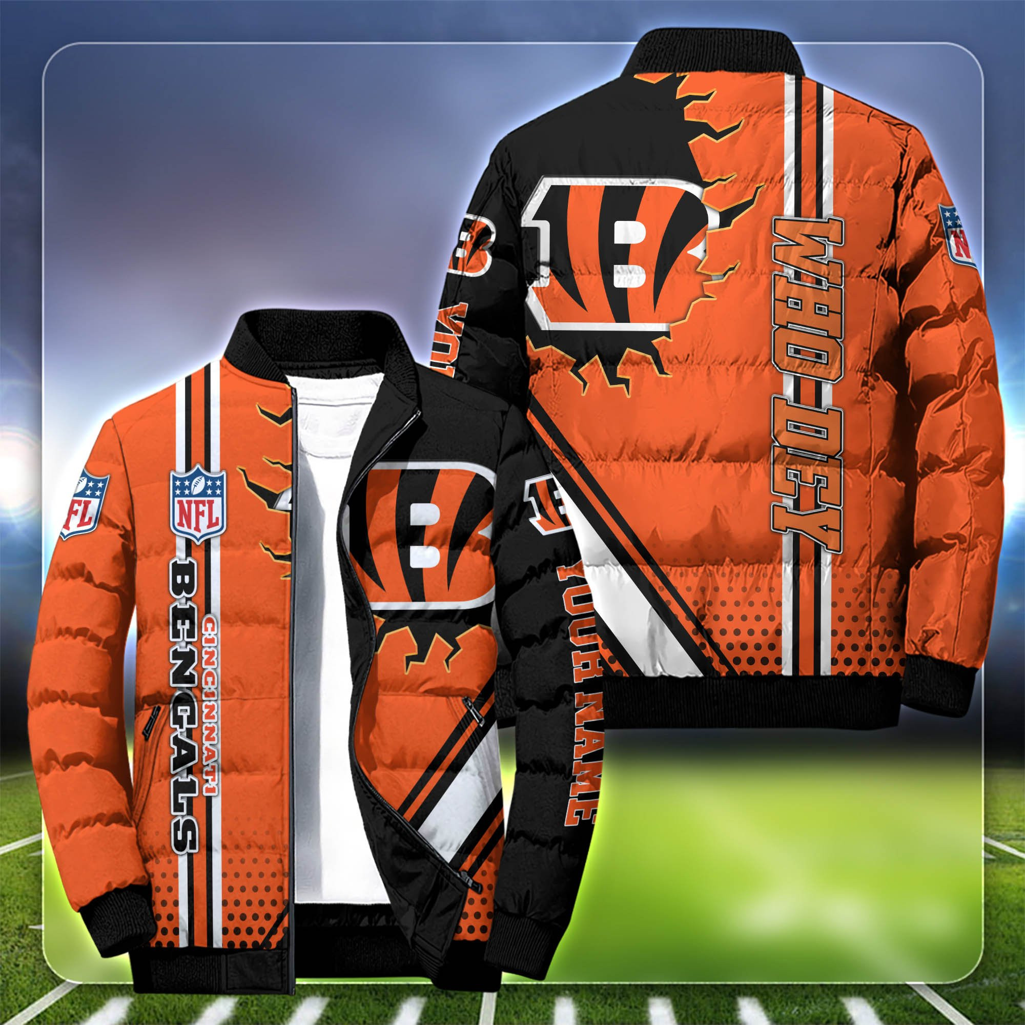 Cincinnati Bengals Personalized Outdoor Coat Collar Down Jacket