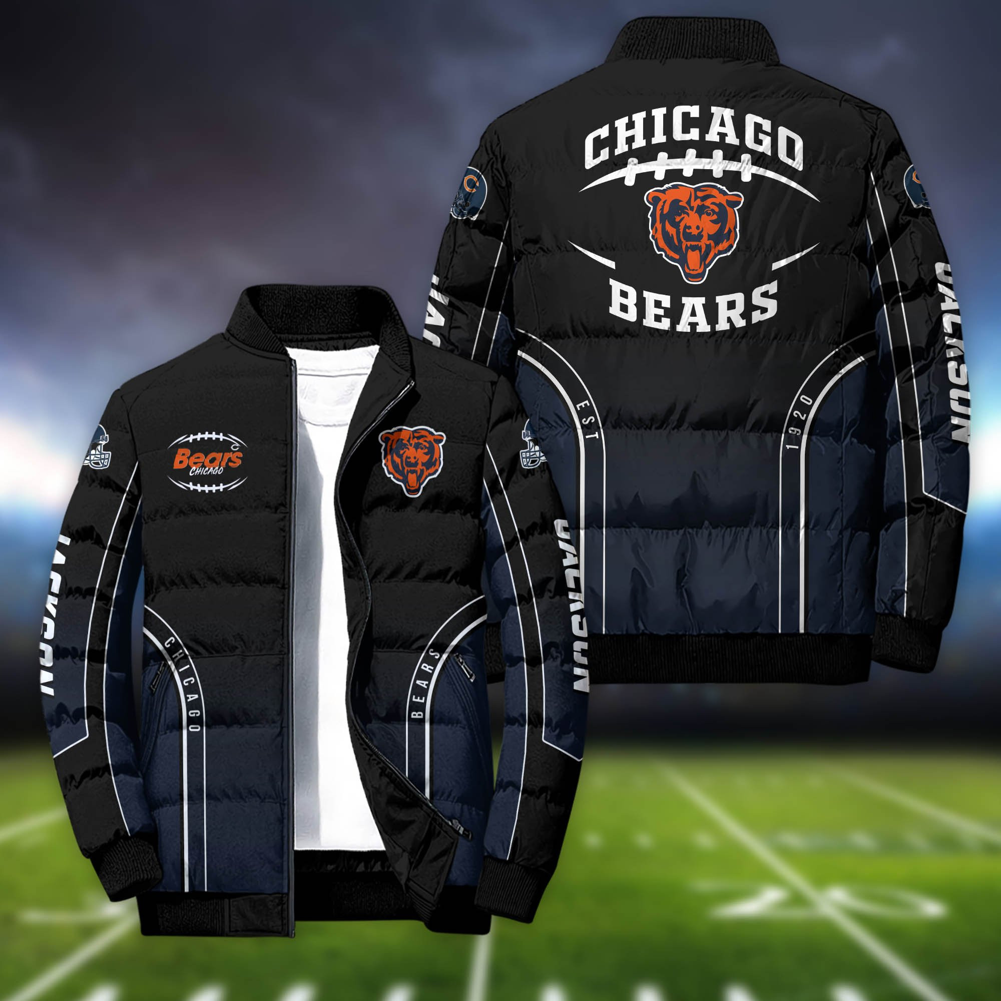 Chicago Bears Personalized Outdoor Coat Puffer Jacket