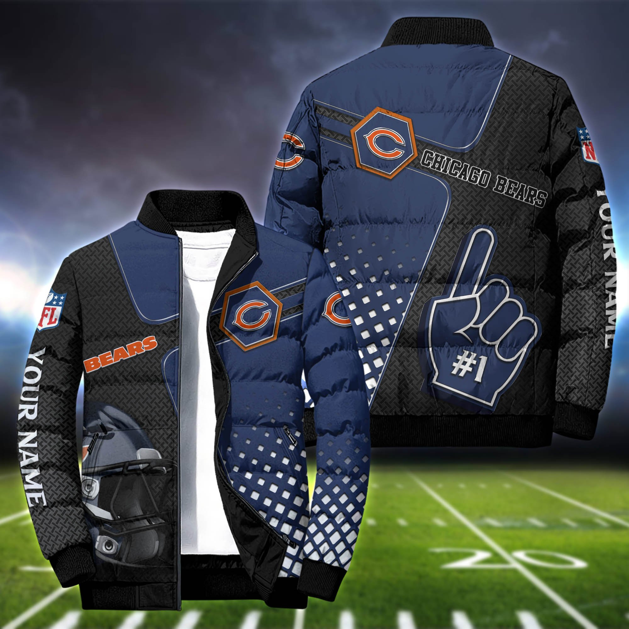 Chicago Bears Personalized Outdoot Coat Puffer Jacket