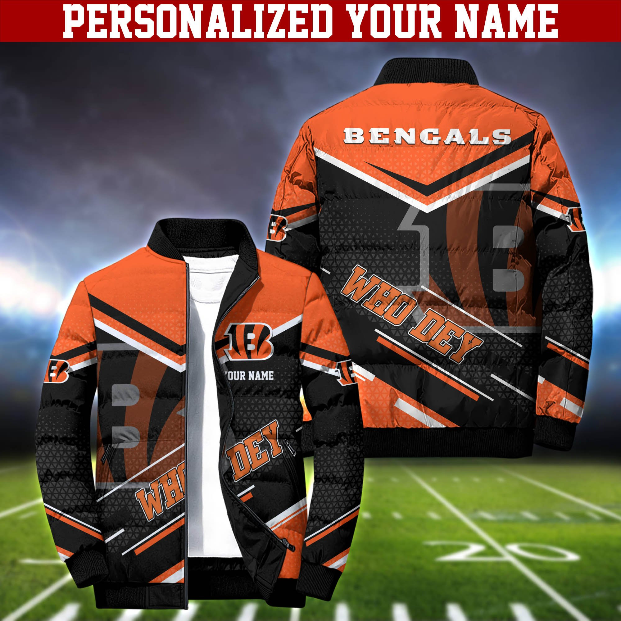 Cincinnati Bengals Personalized Outdoor Coat Puffer Jacket