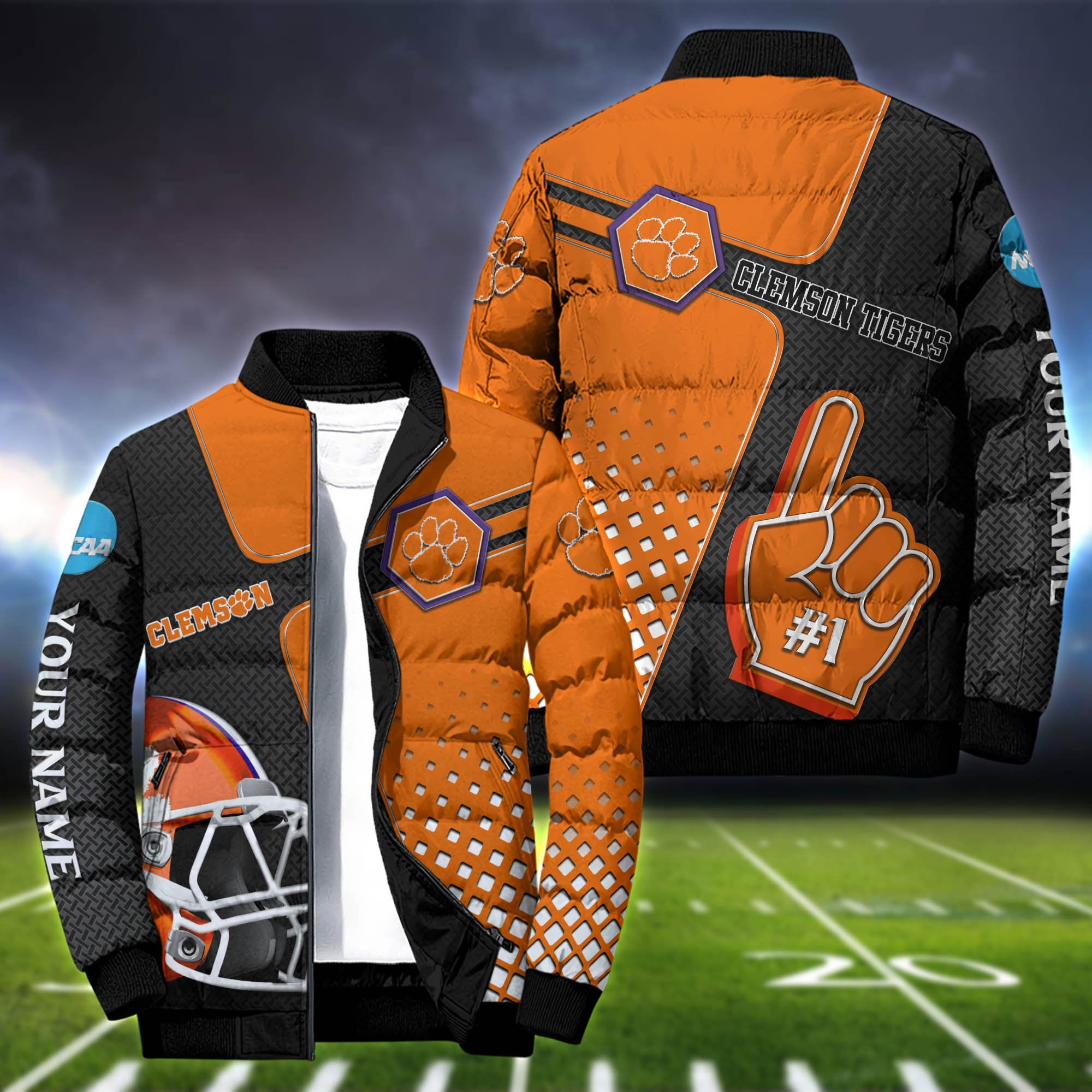 Clemson Tigers Personalized Outdoot Coat Puffer Jacket