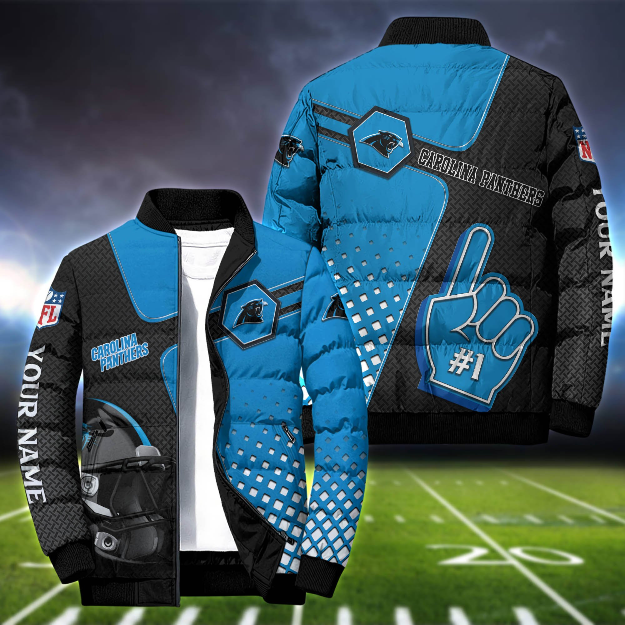 Carolina Panthers Personalized Outdoot Coat Puffer Jacket
