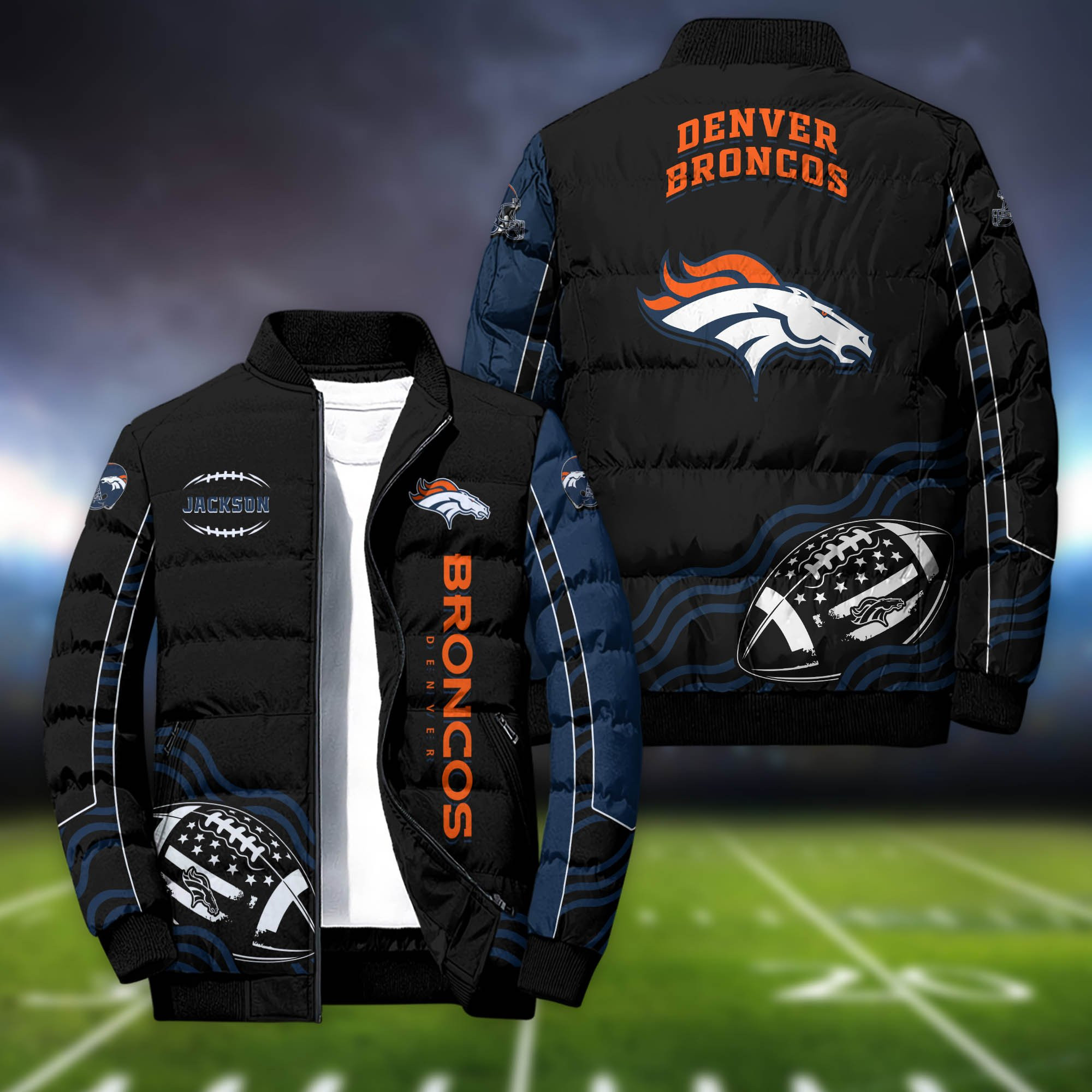 Denver Broncos Personalized Outdoor Coat Puffer Jacket