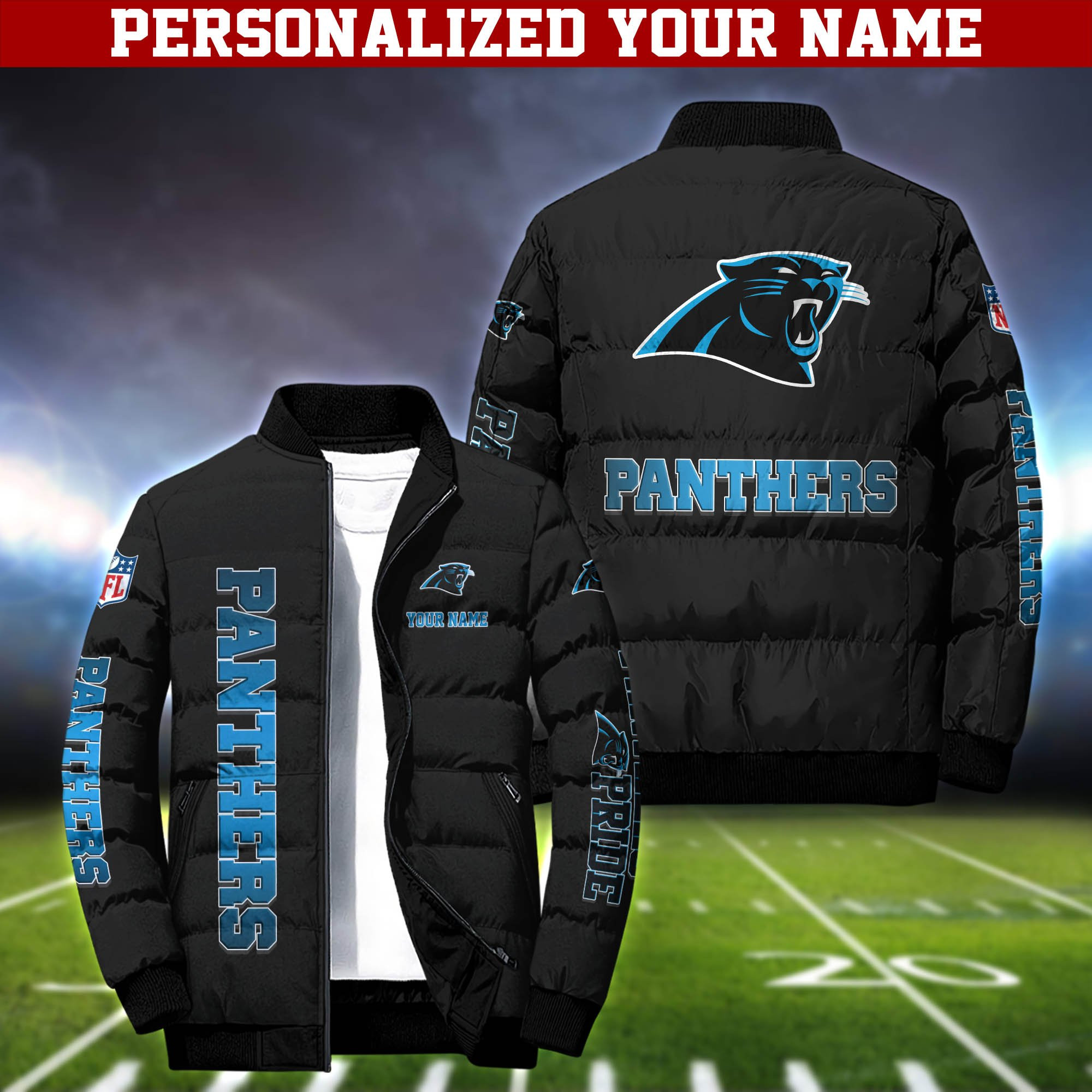 Carolina Panthers Personalized Outdoor Coat Puffer Jacket