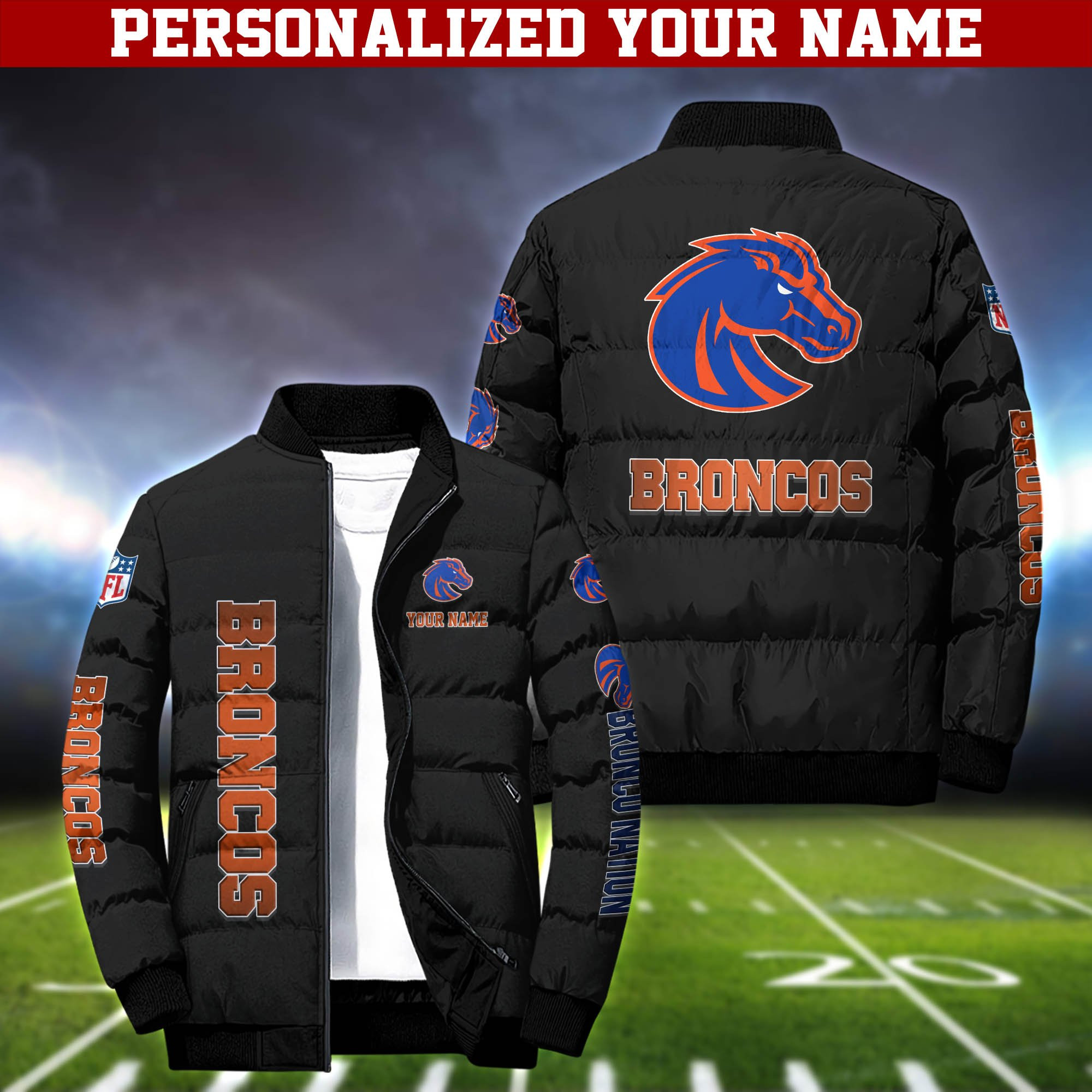 Boise State Broncos Personalized Outdoor Coat Puffer Jacket